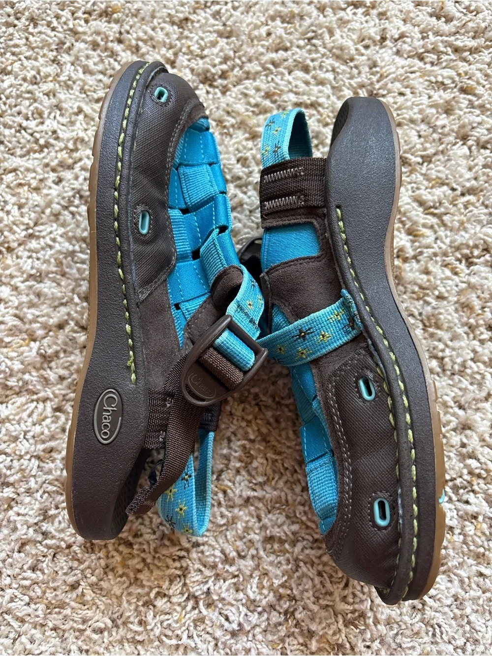 Chaco Brown Blue Paradox Ecotread Sandals Big Kid 4 EU 35